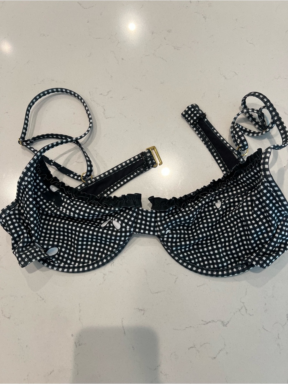 Heavy Manners Black & White Gingham Bikini Top